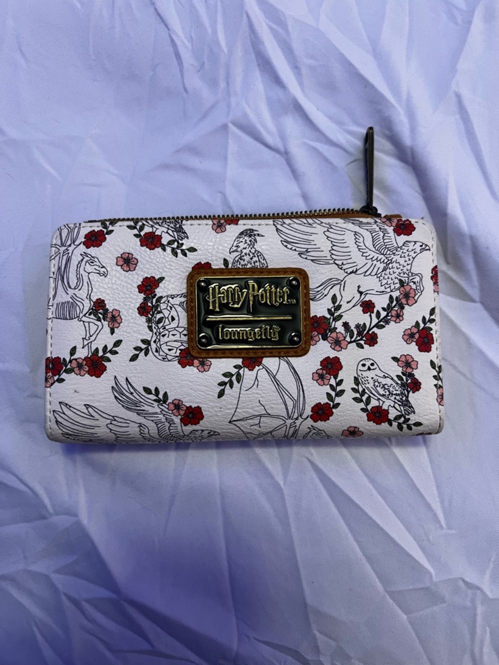 Loungefly Harry Potter Floral Zip Wallet - White with Red & Black Accents